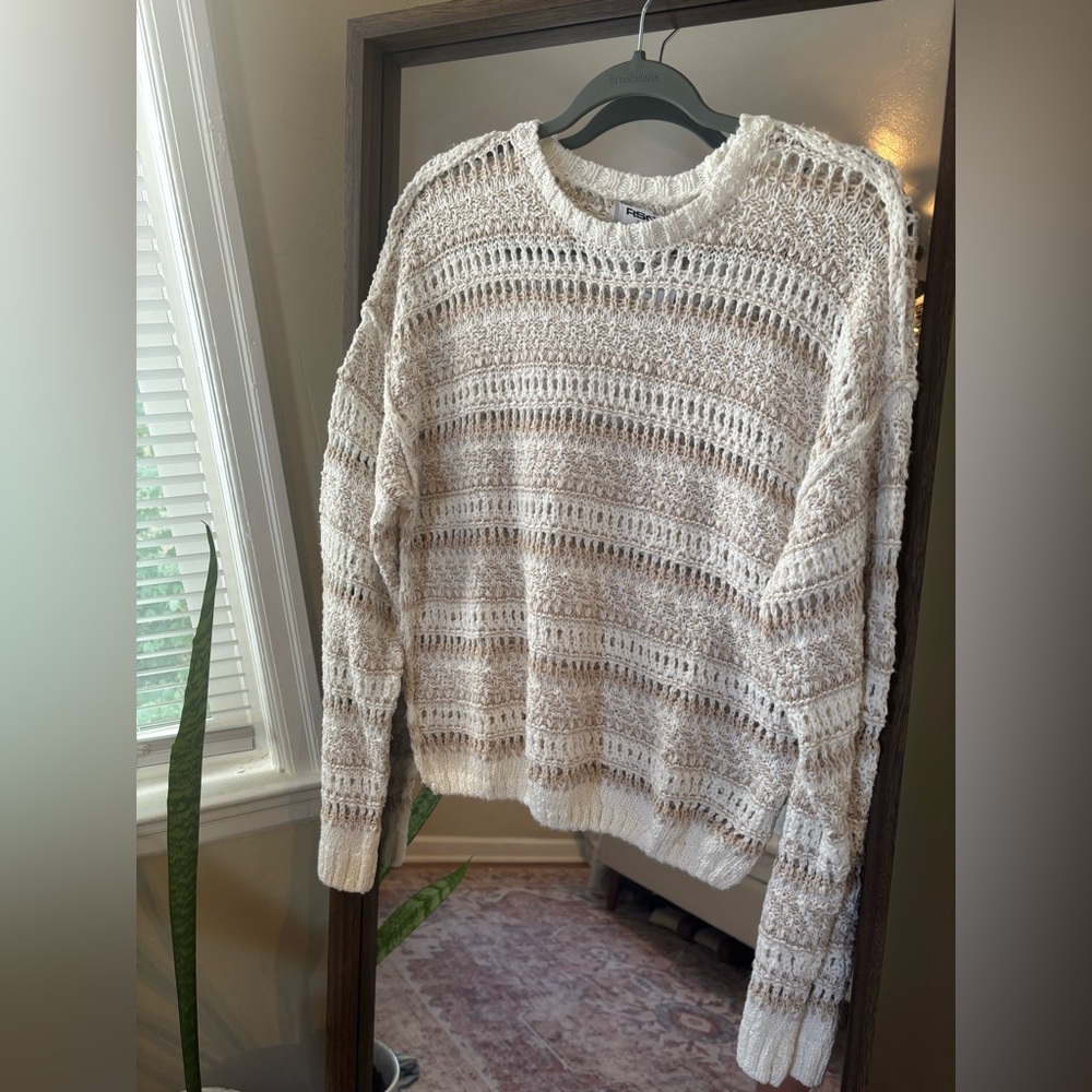 Cream Textured Knit Sweater